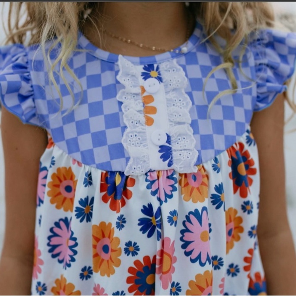 Floral and Checkered Dress